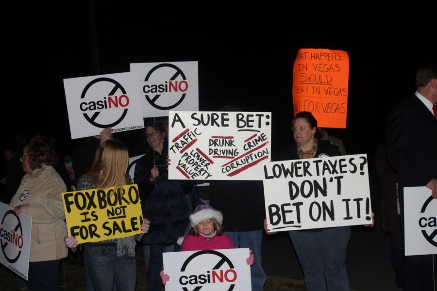 Protestors rally against the proposal of a casino in f