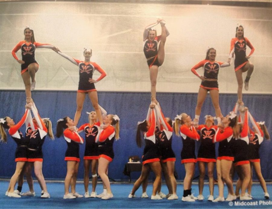 Walpole Cheerleading team competing at State Tournament