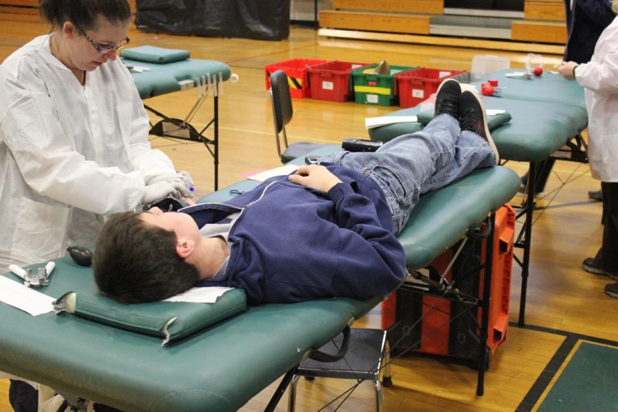Student+donates+blood+to+the+American+Red+Cross.