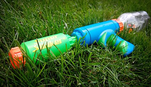 Many students buy SuperSoaker water guns to gain the advantage of thirty feet of squirting power to get their unsuspecting target from a distance.