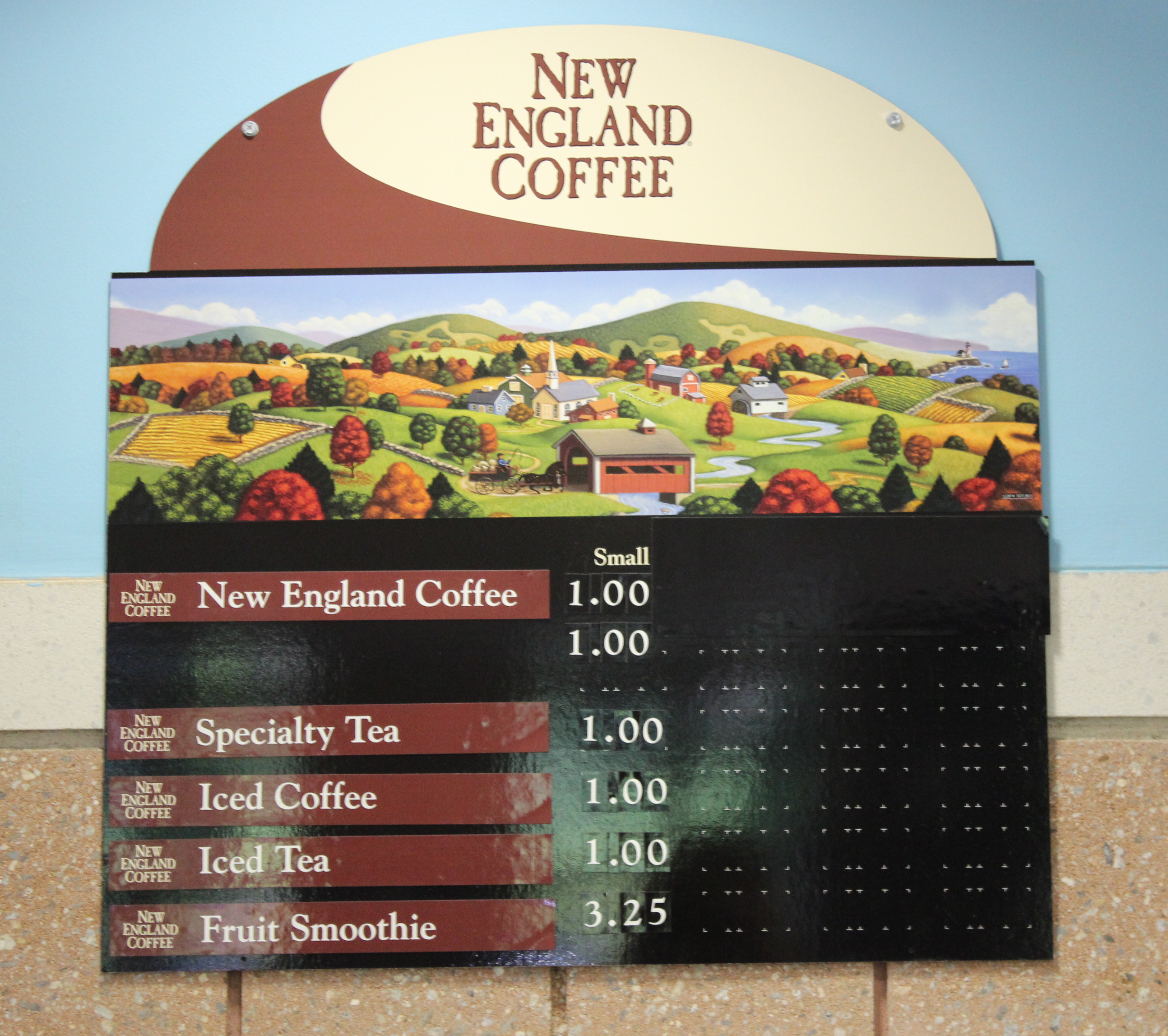 New coffee menu displayed in the school cafeteria. 
