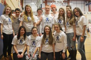Students attend the boys basketball game in support of the Tommy Quinn Foundation.