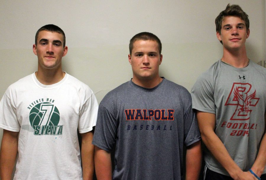 The 2014 Walpole Football Captains pose for a picture before their first game.