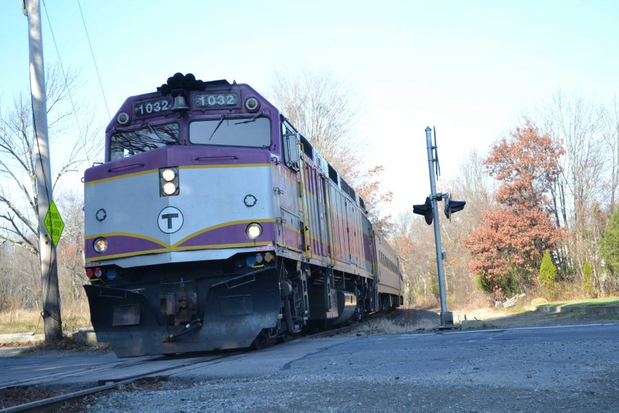 The special commuter rail passes through Walpole to bring fans to Foxboro stadium. (Photo/ Bryan Kelleher)