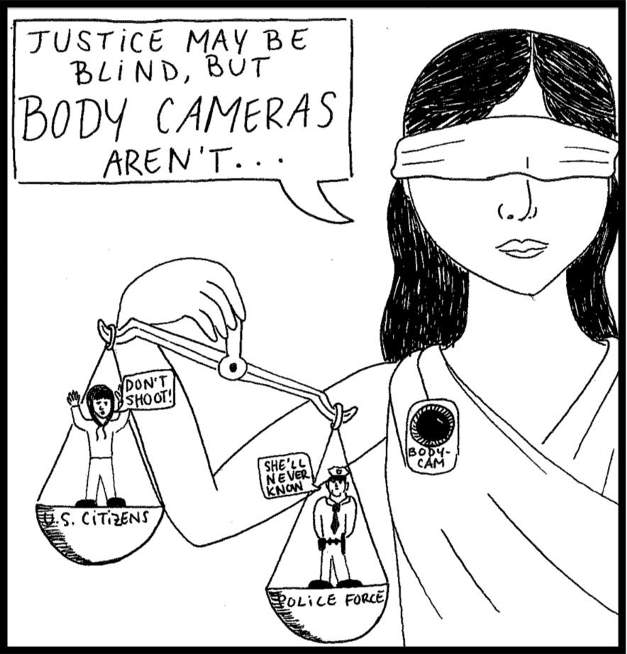 "Blind Justice." By Abigail Hile, Devin McKinney, and Andrea Traietti