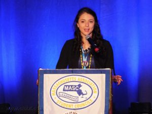 Junior Stina Cofsky delivers her speech on Thursday, March 12th at the 38th annual MASC State Conference. 