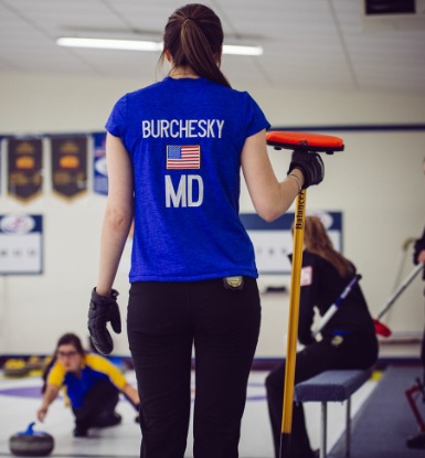 Jenna Burchesky competes for Team Maryland at the Optimist U-18 International Curling Championship.