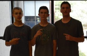  Eighth graders at Johnson Middle School celebrate after winning the 3-on-3 Tournament (Photo/ James Randall). 