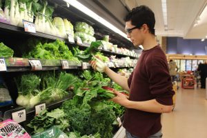 Moriarty finds foods that fit his diet at grocery stores such as Stop and Shop and Big Y, despite the common misconception that only high end grocery stores such as Whole Foods offer a wide range of vegetarian or vegan options. 