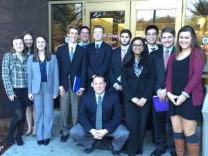 Mock Trial poses for a picture at the Canton court house after their first win against Foxboro on January 23. They later fell to Canton on February