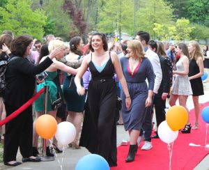 Senior Katie McGovern walks the red carpet before the awards ceremony (Photo/ Brenna Manning)