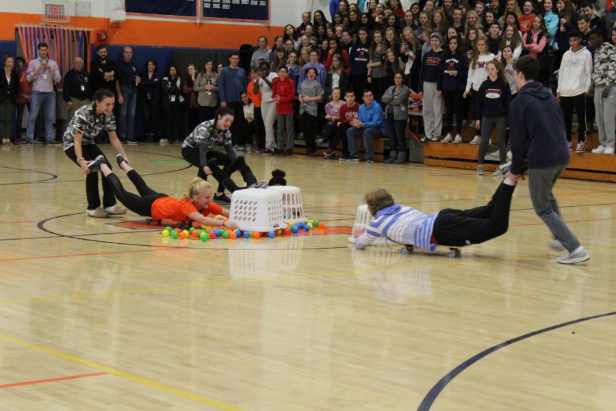 Students play Hungry Hungry Hippos at the Pep Rally last Wednesday.