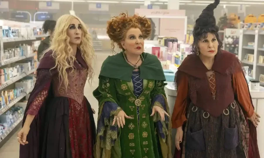 Sarah Jessica Parker (left), Bette Midler (middle) and Kathy Najimy (right) star as the Sanderson sisters in this sequel.