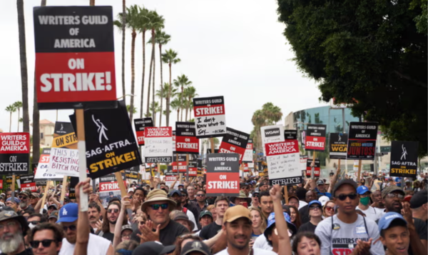 WGA members on strike in Los Angeles